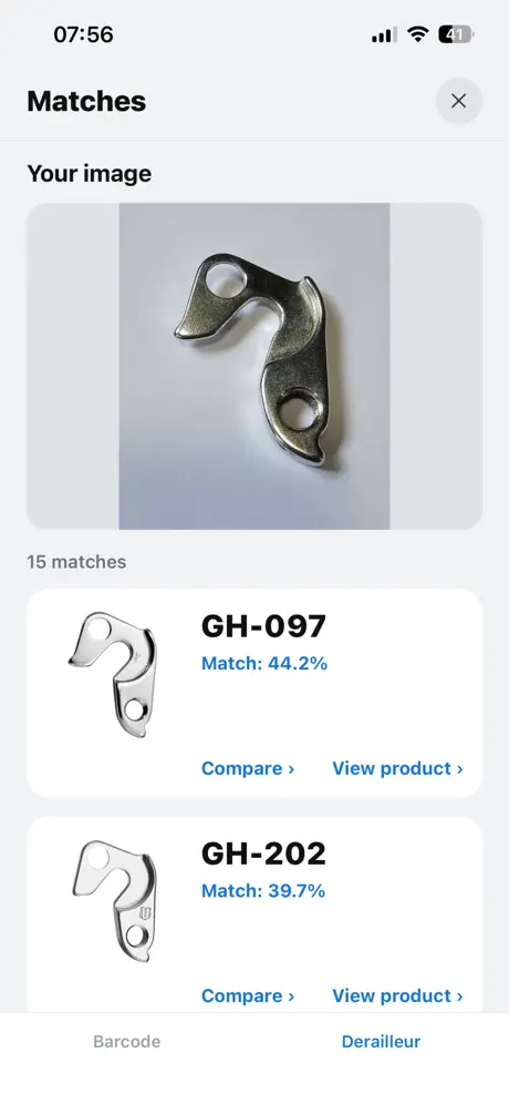 Find the right bike part, fast overview