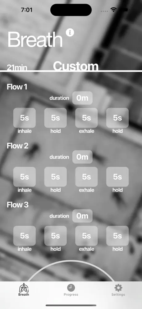Breathing App interface Master breathwork, control stress overview